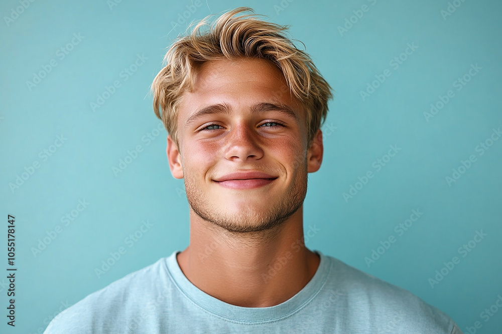 Fototapeta premium Portrait of smiling white cute teenage boy