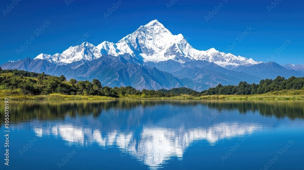 Majestic Mountain Reflection Over Serene Lake Majestic Mountain Reflection Over Serene Lake