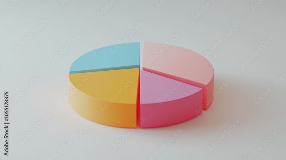 Obraz premium Colorful Pie Chart Model on White Surface