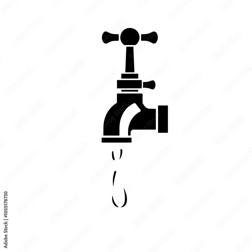 water faucet tap black icon isolated on white. Generative AI water faucet tap black icon isolated on white. Generative AI
