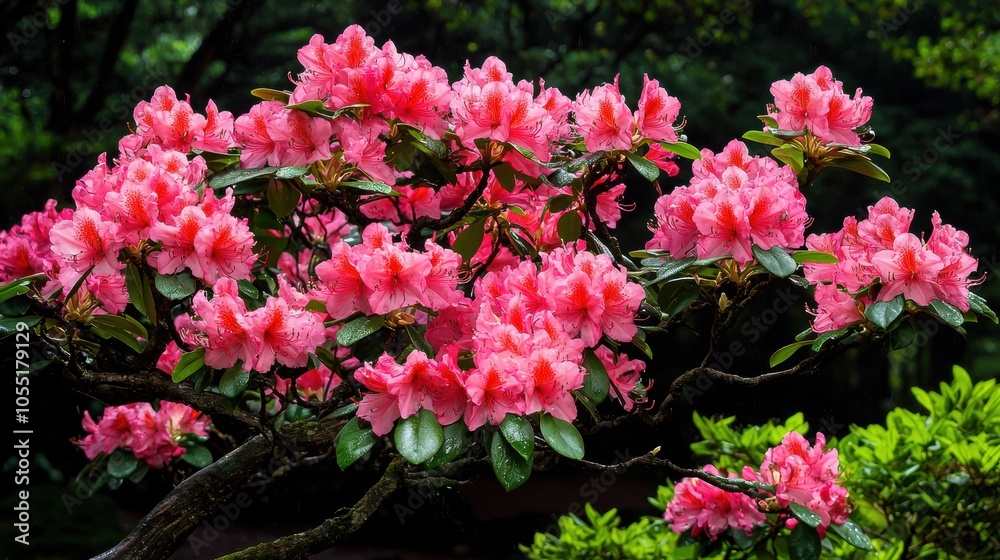 Vibrant Pink Azalea Blossoms in Nature Vibrant Pink Azalea Blossoms in Nature