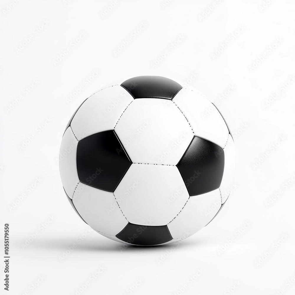 Fototapeta premium Classic black and white soccer ball on white background