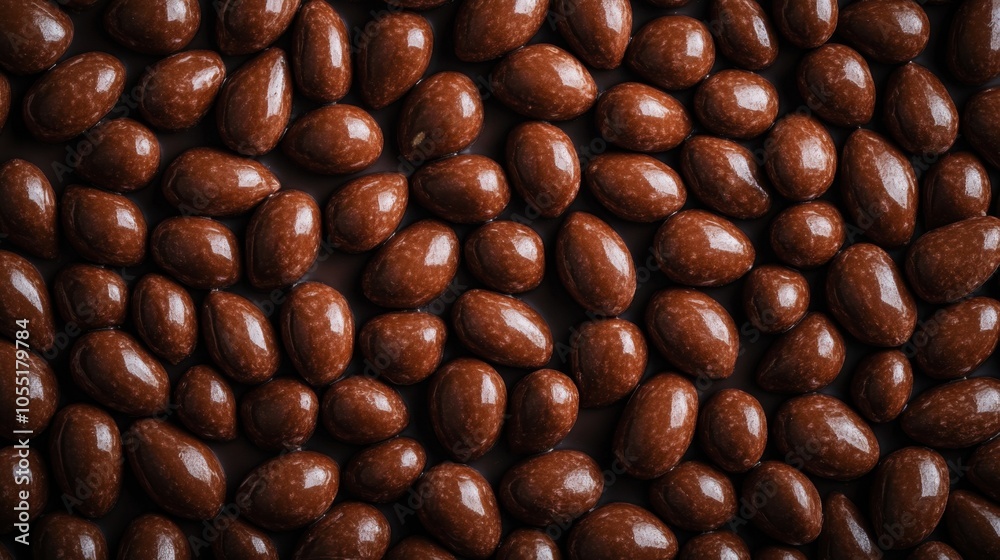 A seamless spread of chocolate-covered almonds, tightly arranged to fill the entire frame with their rich, glossy texture and dark tones. A seamless spread of chocolate-covered almonds, tightly arranged to fill the entire frame with their rich, glossy texture and dark tones.