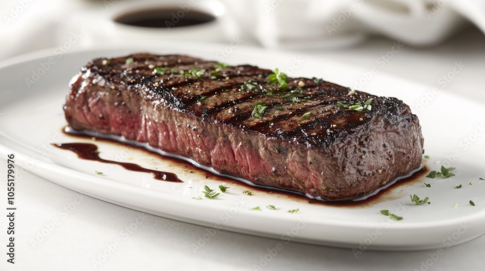 Juicy Grilled Beef Steak on Plate Juicy Grilled Beef Steak on Plate