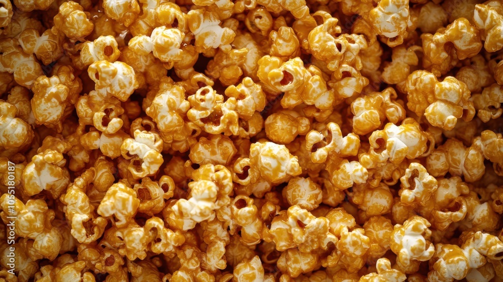 A surface densely covered with golden caramel popcorn, filling every inch of the frame with its rich, crunchy texture and glossy, sweet coating. A surface densely covered with golden caramel popcorn, filling every inch of the frame with its rich, crunchy texture and glossy, sweet coating.