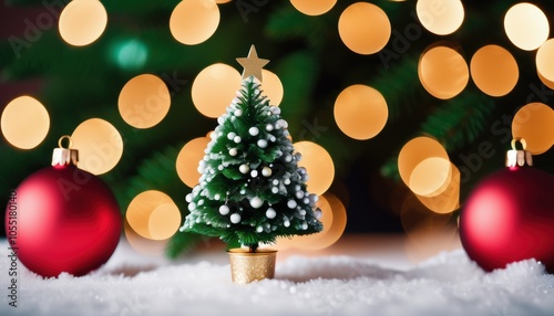 Close up christmas tree decorated with christmas balls