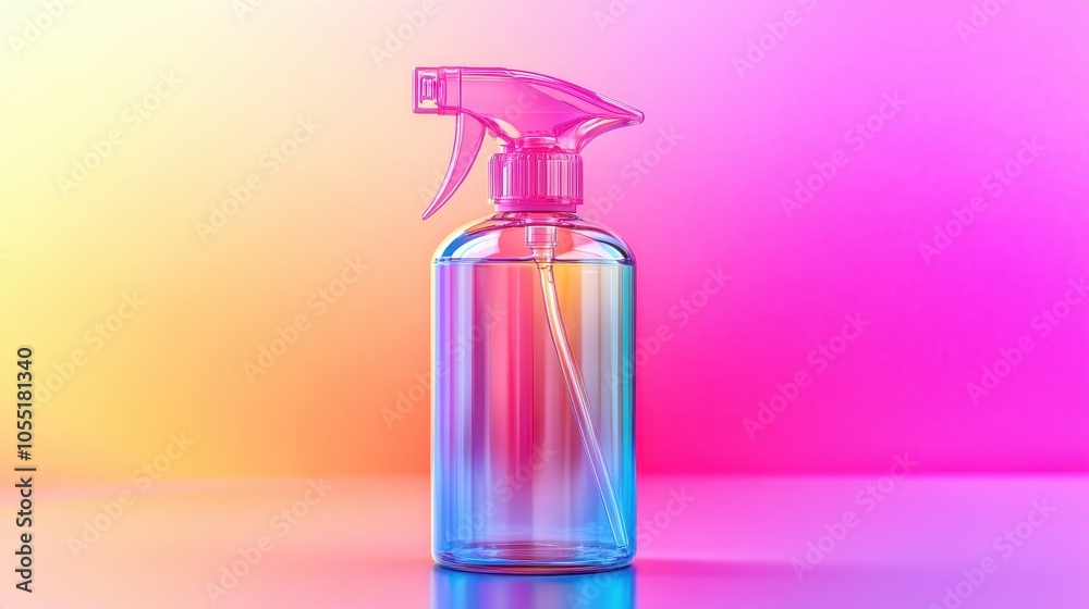 The mockup features a pointed-nozzle spray bottle highlighted by a vivid gradient background The mockup features a pointed-nozzle spray bottle highlighted by a vivid gradient background