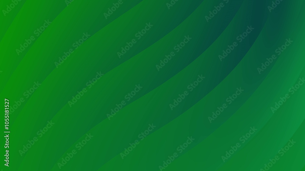 Abstract Green Gradient Background with Curved Lines