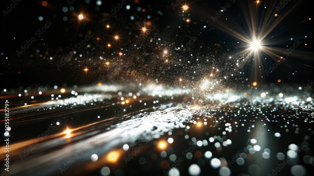 Sparkling Light Particles on Dark Background Sparkling Light Particles on Dark Background