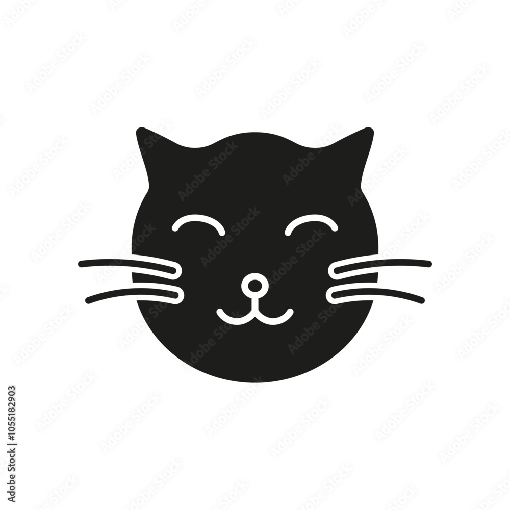 Cat Face with Closed Eyes Silhouette Icon. Peaceful Feline Rest Glyph Symbol. Calm and Relaxed Pet Expression. Isolated Vector Illustration Cat Face with Closed Eyes Silhouette Icon. Peaceful Feline Rest Glyph Symbol. Calm and Relaxed Pet Expression. Isolated Vector Illustration
