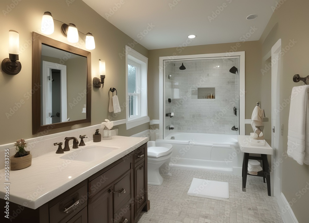 Fototapeta premium american interior home design of a bathroom