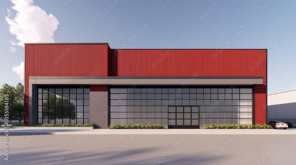 Modern Red Industrial Building Design Modern Red Industrial Building Design