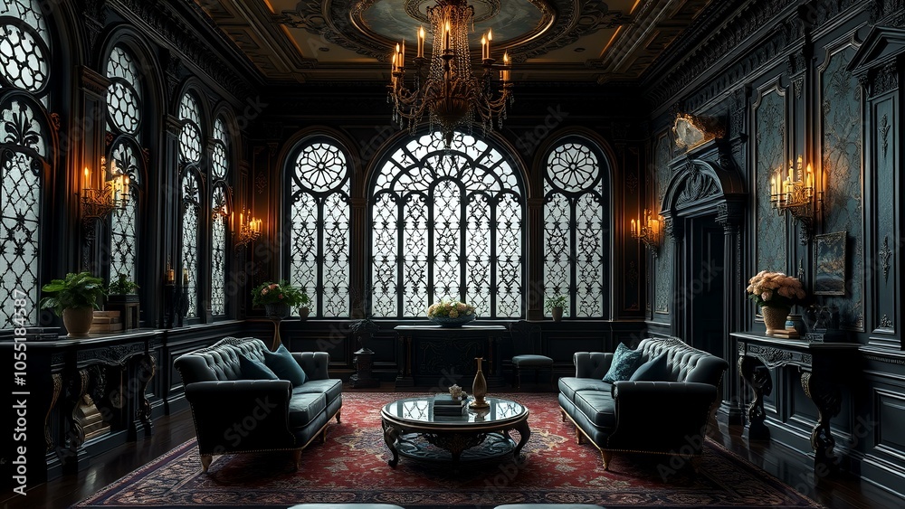 Fototapeta premium gothic modern interior design of a living room