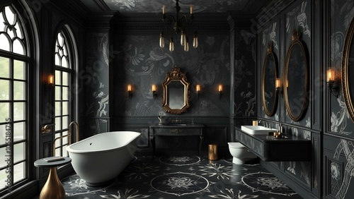 gothic modern interior design of a bathroom