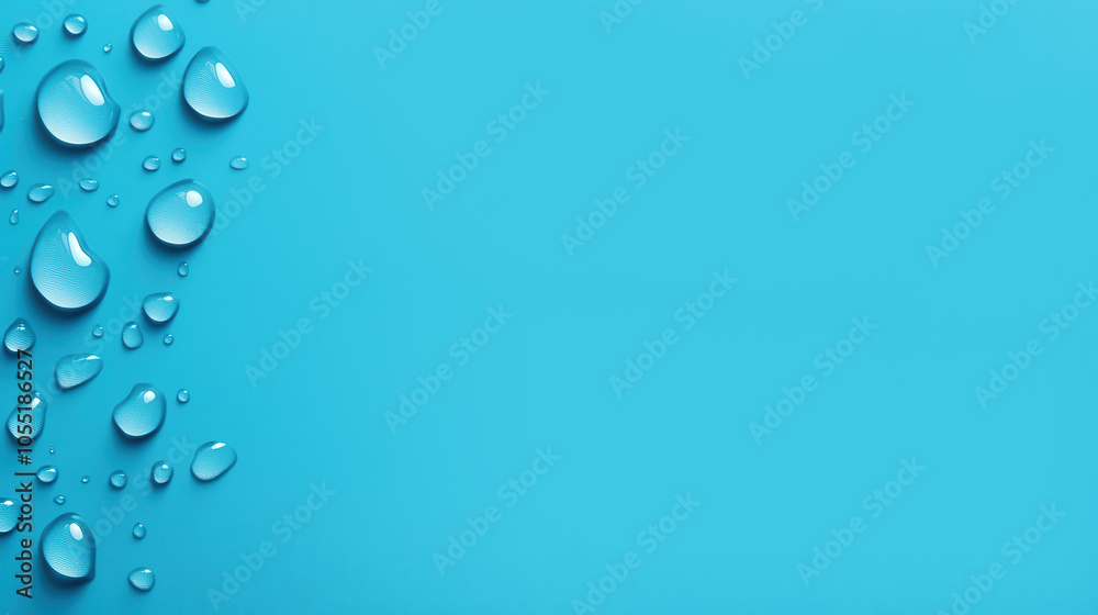 Raindrops on Vibrant Blue Canvas, a serene flat design featuring scattered raindrops on a vivid blue backdrop, providing ample space for adding personalized text or messages Raindrops on Vibrant Blue Canvas, a serene flat design featuring scattered raindrops on a vivid blue backdrop, providing ample space for adding personalized text or messages