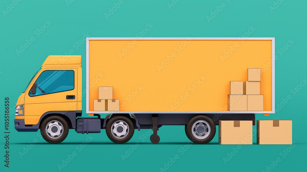 Moving Day Essentials, a vibrant flat design illustration depicting a moving truck filled with boxes, capturing the excitement and challenges of relocating to a new home. Moving Day Essentials, a vibrant flat design illustration depicting a moving truck filled with boxes, capturing the excitement and challenges of relocating to a new home.