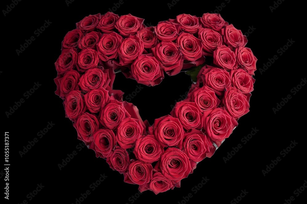 A photo of a heart-shaped arrangement of vibrant red roses A photo of a heart-shaped arrangement of vibrant red roses