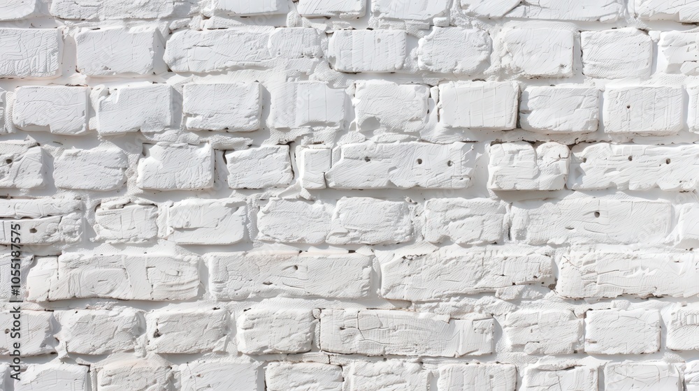 Distressed White Brick Wall, a weathered white-painted brick surface exuding a shabby chic charm, perfect for adding character and a vintage touch to any space.
