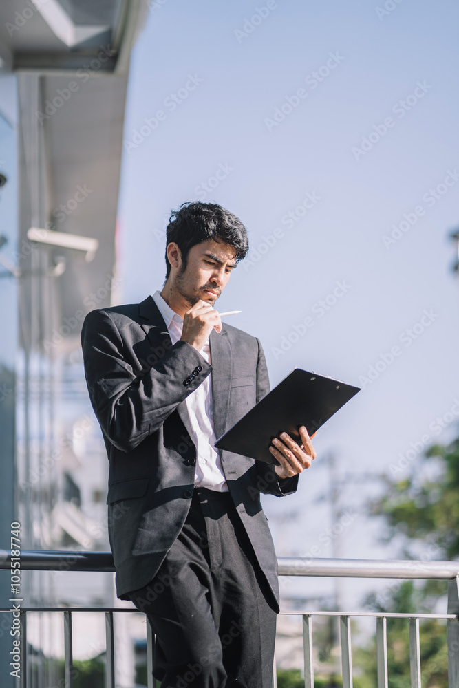 Portrait of Asian businessman holding smartphone and laptop computer. Office worker at business center. Portrait of Asian businessman holding smartphone and laptop computer. Office worker at business center.