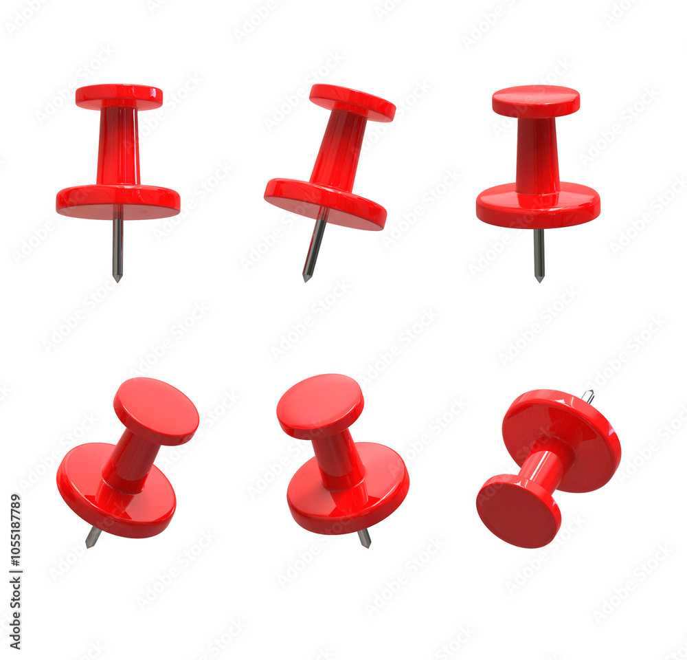 6 Red Push Pin on Transparent Background Isolated 6 Red Push Pin on Transparent Background Isolated