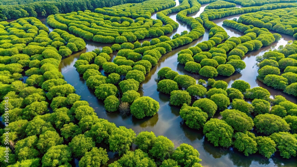 Aerial view of a mystical mangrove labyrinth in Thailand, drone, mystical, mangrove, labyrinth, water, land, secrets Aerial view of a mystical mangrove labyrinth in Thailand, drone, mystical, mangrove, labyrinth, water, land, secrets