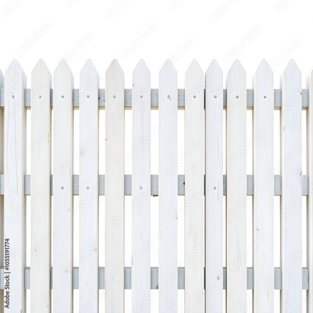 White wooden fence on white background. Generative AI White wooden fence on white background. Generative AI