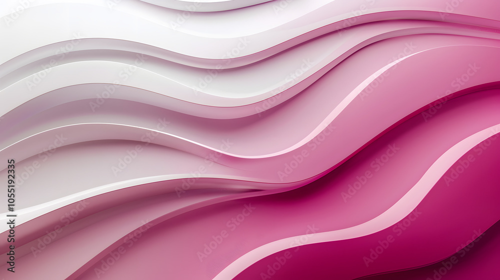 Obraz premium This abstract pink and white wavy background, characterized by smooth lines, represents fluidity and dynamic design, making it ideal for creative projects and artistic ventures