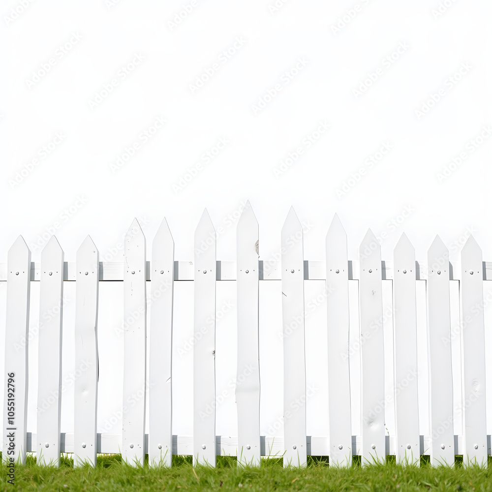 White wooden fence on white background. Generative AI White wooden fence on white background. Generative AI