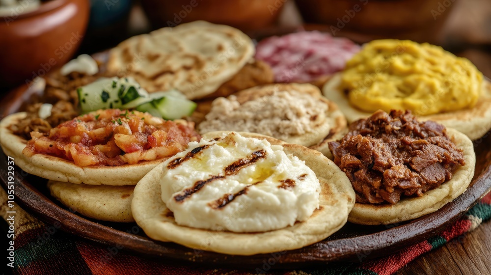 Assortment of Delicious Toppings on Flatbreads Assortment of Delicious Toppings on Flatbreads