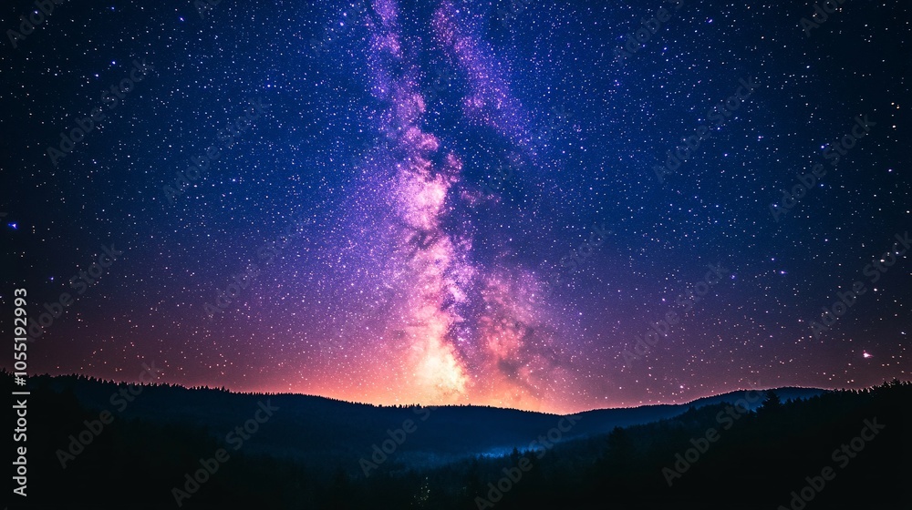 2410 33.A cosmic landscape featuring a star-studded night sky with a clear view of the galaxy. Faint trails of stardust create soft gradients of blue and purple, while distant stars cluster in 2410 33.A cosmic landscape featuring a star-studded night sky with a clear view of the galaxy. Faint trails of stardust create soft gradients of blue and purple, while distant stars cluster in