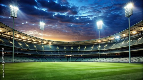 Aussie Rules stadium illuminated by floodlights at night , sports, sport, Australian, rules, AFL, football, floodlit, stadium