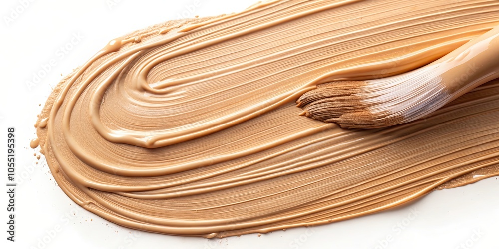 Closeup of liquid foundation with brush strokes, perfect for beauty product promotions or backdrops, makeup, cosmetics Closeup of liquid foundation with brush strokes, perfect for beauty product promotions or backdrops, makeup, cosmetics