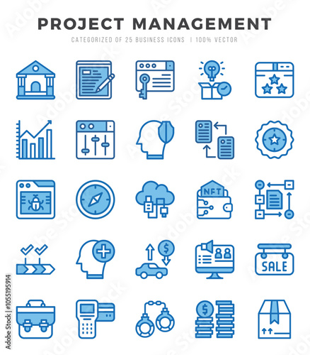 Project Management. Two Color icons Pack. vector illustration.