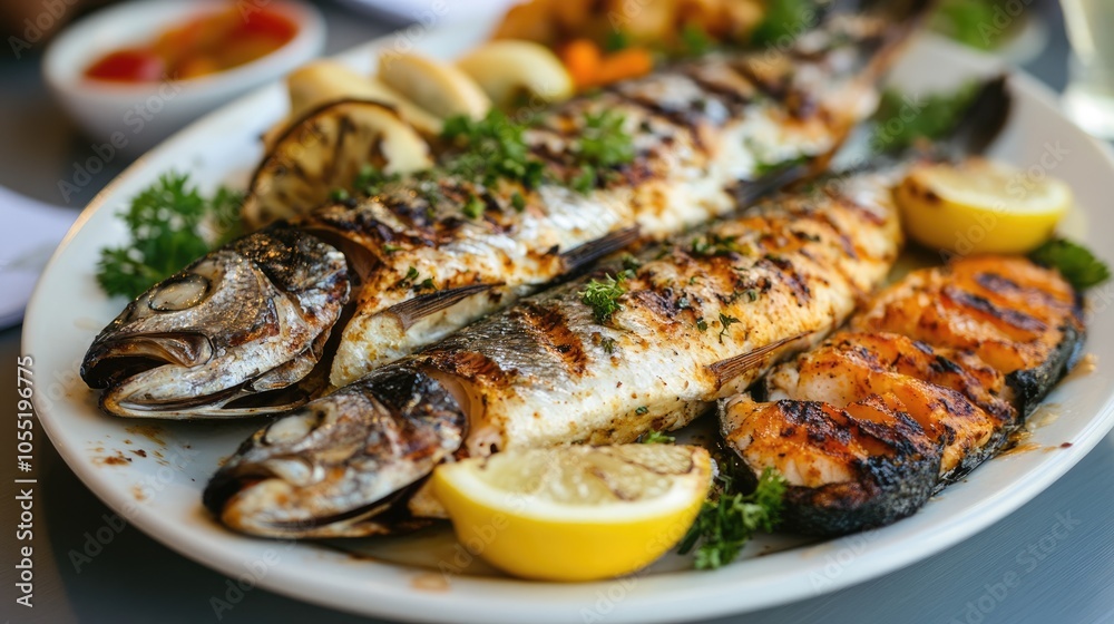 Grilled Fish Platter with Lemon and Herbs Grilled Fish Platter with Lemon and Herbs