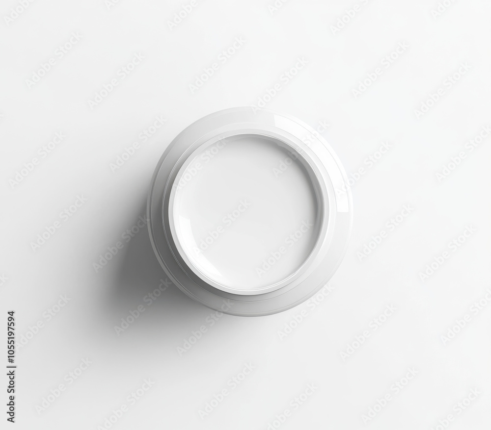Photo of a cosmetic cream jar with a white background, top view Photo of a cosmetic cream jar with a white background, top view