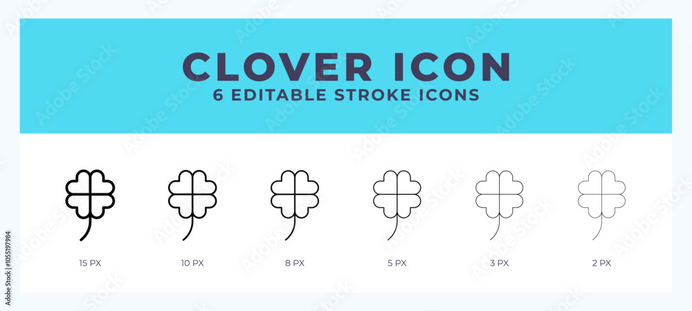 Clover icon with different stroke. Vector illustration.