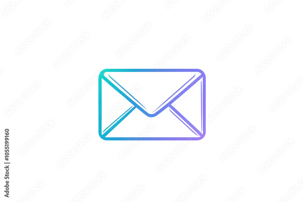 Colorful gradient line art of an envelope icon on a transparent background, symbolizing communication, email, and digital messaging. Colorful gradient line art of an envelope icon on a transparent background, symbolizing communication, email, and digital messaging.