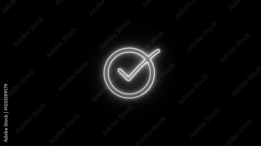 Neon Check Mark Icon. Neon Check Mark Icon.