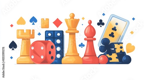 Clipart flat art style icon, Classic Flat Art Style Icons of Board Games