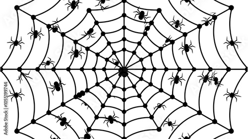 Wallpaper Mural Seamless spider web. Connected black lines on white background Torontodigital.ca