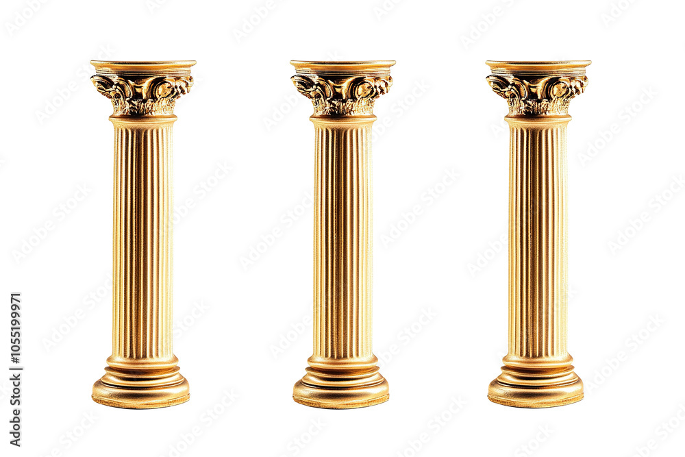 Greek Golden columns isolated on white background PNG Greek Golden columns isolated on white background PNG
