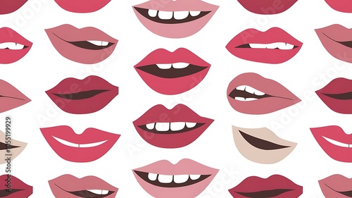 Wallpaper Mural Lips seamless pattern Torontodigital.ca