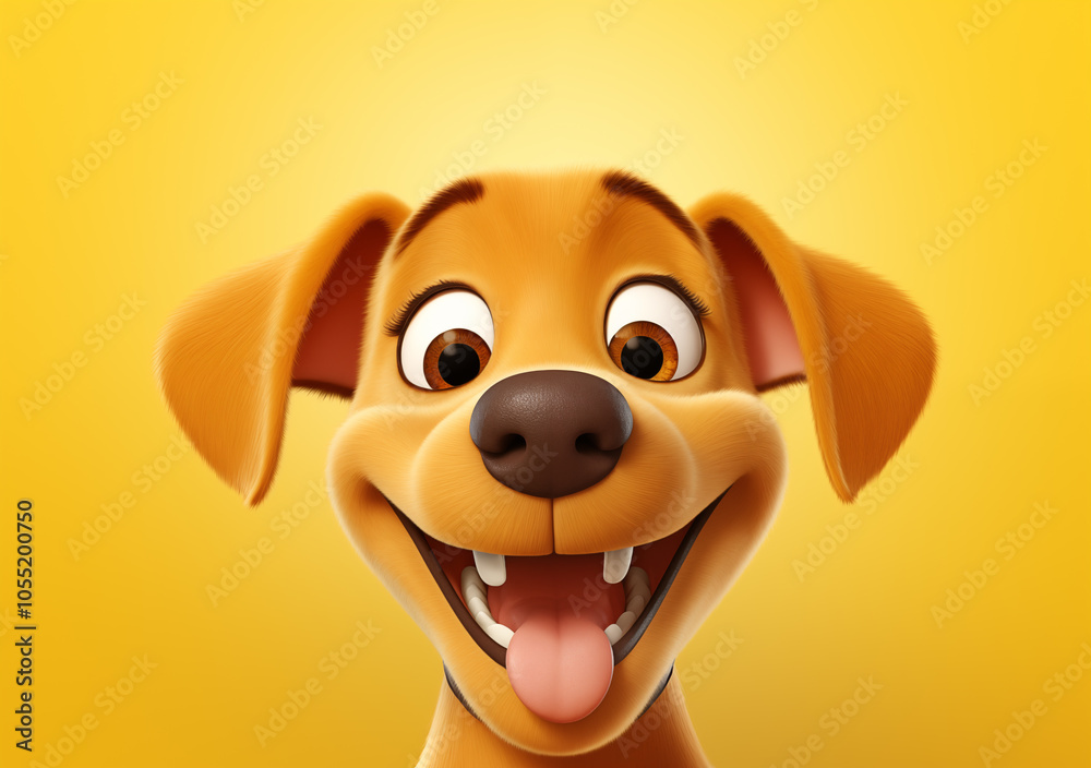 A cheerful cartoon dog beams brightly with a joyful grin and a playful, hanging tongue, radiating pure happiness and embodying the spirit of a friendly, lovable canine companion A cheerful cartoon dog beams brightly with a joyful grin and a playful, hanging tongue, radiating pure happiness and embodying the spirit of a friendly, lovable canine companion