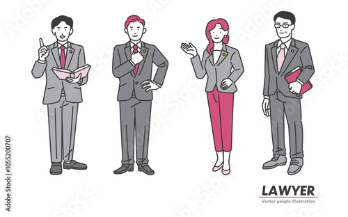 弁護士の男女のアイコンイラストセット