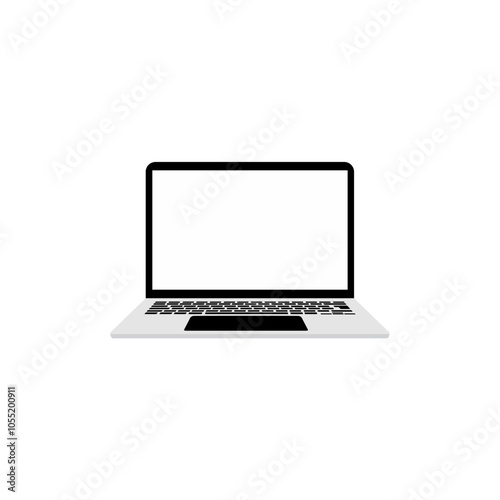 Laptop modern frameless with blank screen. Equipment office. Vector illustration.