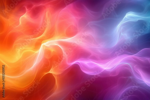 Soft Neon Waves on an Abstract Digital Background, Perfect for Technology Visualization, Graphics, and Educational Projects