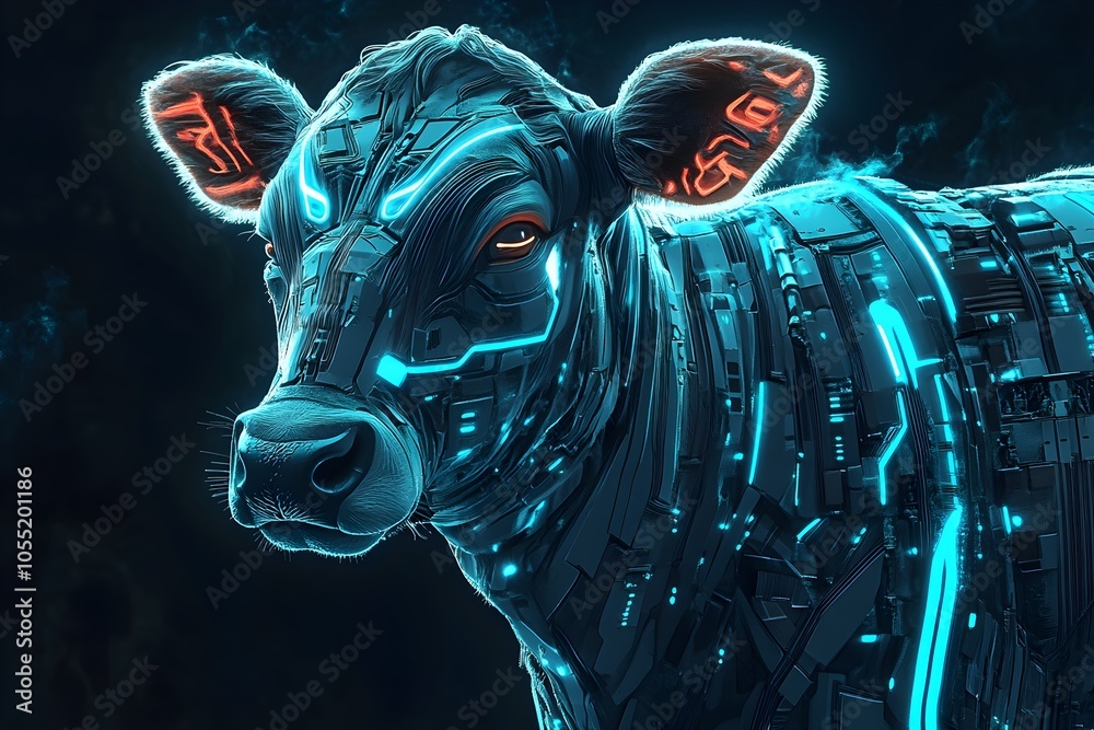Cow in a futuristic style. Generative AI Cow in a futuristic style. Generative AI