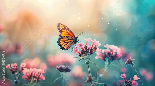 Wallpaper Mural Monarch Butterfly on Pink Flowers in a Field Torontodigital.ca