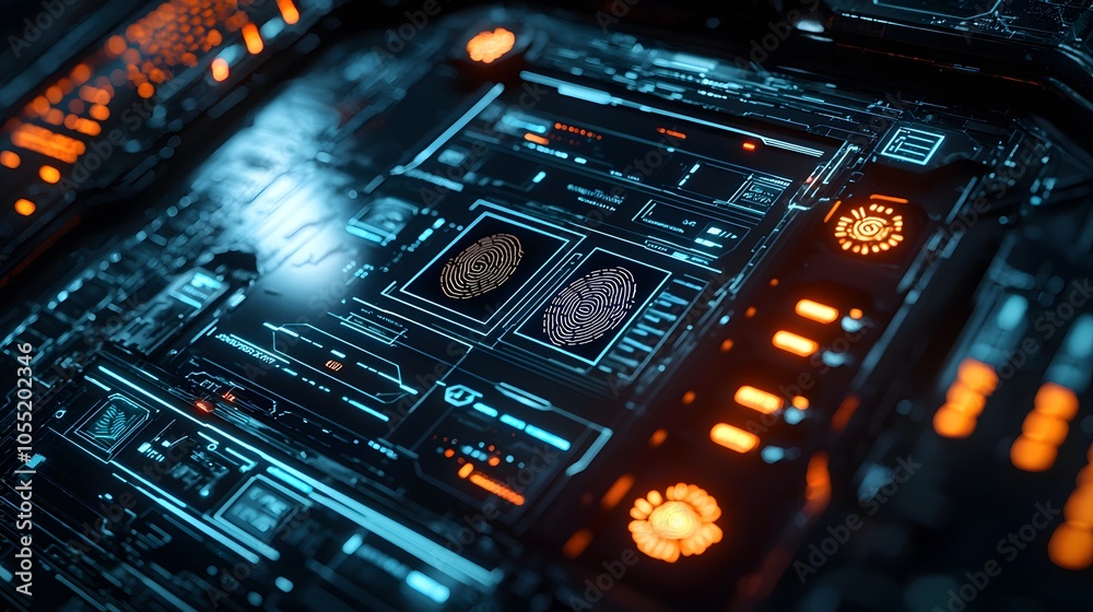 Fototapeta premium Futuristic Biometric Scanner Interface Concept