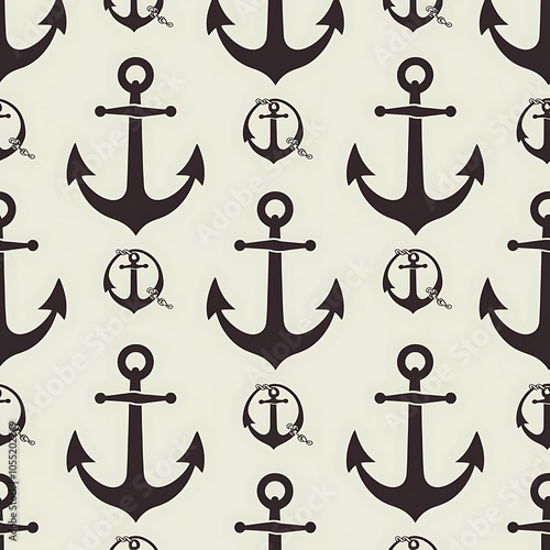 Seamless vector anchor pattern background